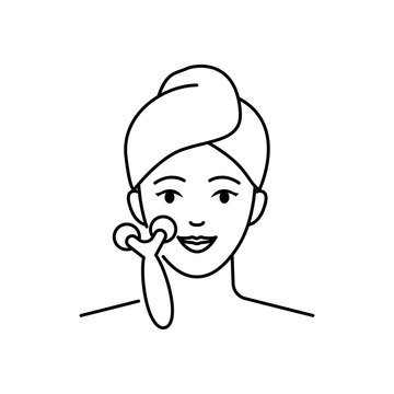 recommend clip art: Face roller massager vector icon line style