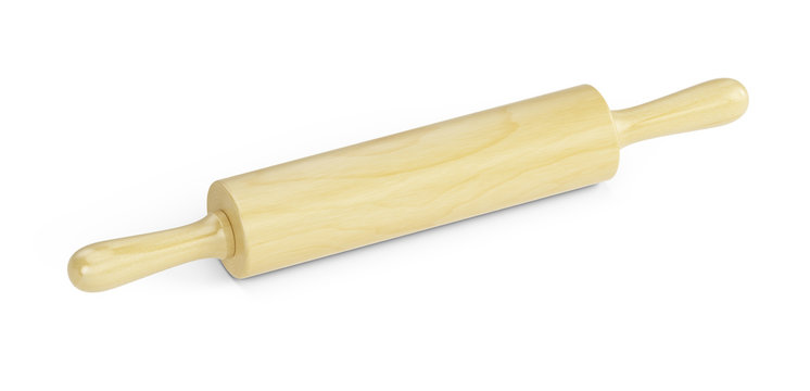 Wooden rolling pin, isolated on white background. 3d rendering
