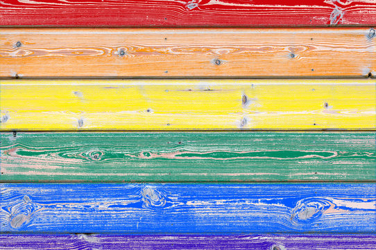 Fond bois arc-en-ciel, couleurs Gay pride