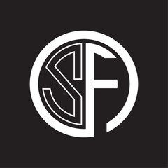 SF Logo with circle rounded negative space design template