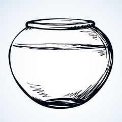 Aquarium with water for fish. Vector drawing
