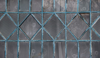 Blue figured window frame