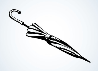 Obraz premium Folded umbrella. Vector drawing icon