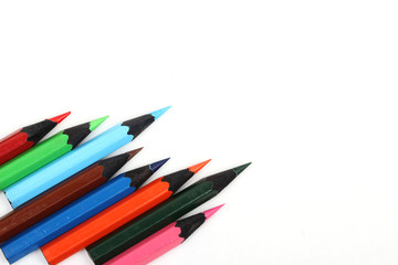 Color pencils isolated on white background.Close up.