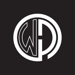 WD Logo with circle rounded negative space design template
