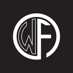 WF Logo with circle rounded negative space design template