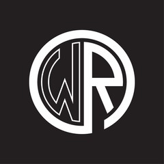 WR Logo with circle rounded negative space design template