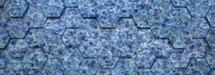tło hexagon niebieski marmur render 3d