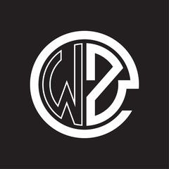 WZ Logo with circle rounded negative space design template