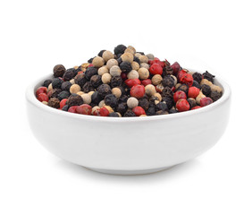 Mix from  kinds of pepper isolated on white