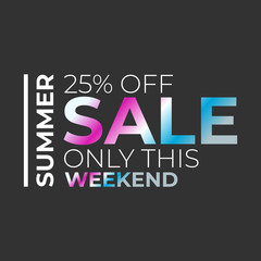 Summer sale vector banner with the black gradient