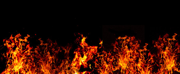 fire panoramic on black background