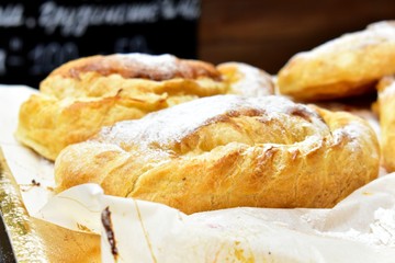Various pastries: pizza and Georgian cuisine