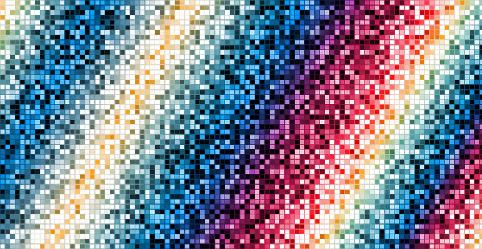 Abstract Multi Colour Small Pixel Squares Pattern