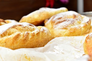 Various pastries: pizza and Georgian cuisine