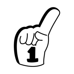 hand glove with number 1 fan, yellow foam finger