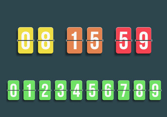 Flip board under constuction page. Colorful plates. Flat style with different colors. Flip counter.