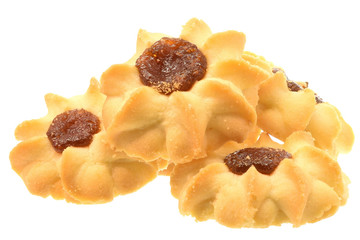 Obraz na płótnie Canvas Homemade shortbread cookies with apple jam isolated
