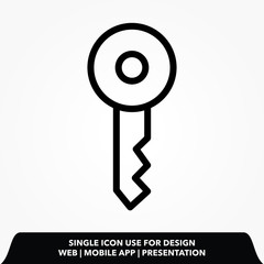 Key icon in trendy flat style isolated on background.
