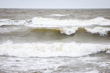 Baltic sea waves on a cold and stormy winter day.