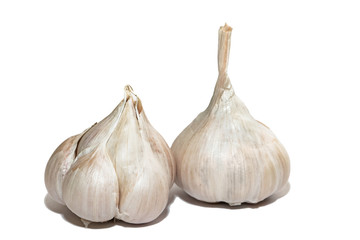 Garlic heads isolated on a white background.