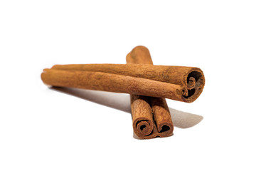 Flavored cinnamon sticks Isolated on a white background.