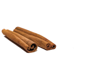 Flavored cinnamon sticks Isolated on a white background.