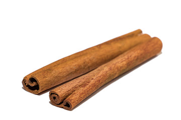 Flavored cinnamon sticks Isolated on a white background.