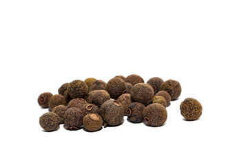 Dried black pepper peas Isolated on a white background.