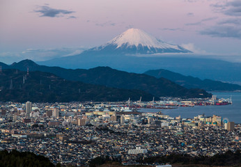 日本平から富士山夕景