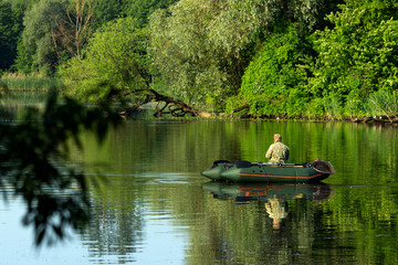 Fototapeta na wymiar Fishing rod over the river.