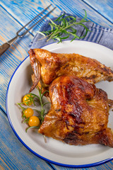 Chicken quarters baked.