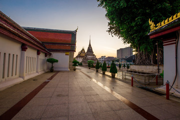 Background of religious tourist attractions, the old Buddha Church (Phra Buddha Chinaraj National Museum), with both Thai and foreign tourists coming to make merit always in Thailand.
