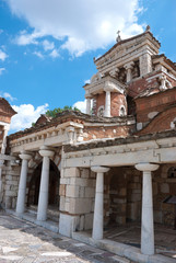 Obraz premium Ancient Mantineia, Tripoli, Greece 2019: The Christian temple of Saint Fotini has an original and unique architectural style.