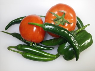 fresh vegetables on white background
