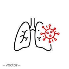 pneumonia bacterium icon, lungs affected by the virus cell, inflammation illness, infection bacteria, thin line web symbol on white background - editable stroke vector illustration eps10
