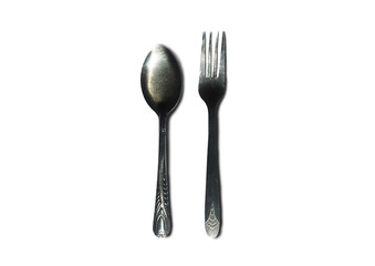 Spoon and fork isolated on white background for design. clipping path