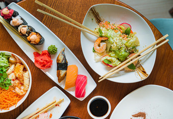 asian set in the cafe