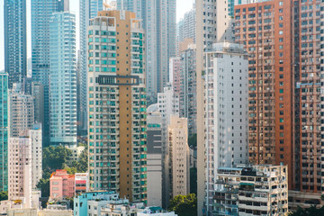 Fototapeta na wymiar skysraper building and city skyline od downtown HongKong
