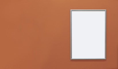 blank billboard on a orange wall, banner with room to add your own text.