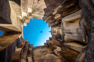 Background Unseen tourist attractions in Thailand (Big Buddha statue in Wat Si Chum) in Sukhothai province, tourists always come to see the beauty.
