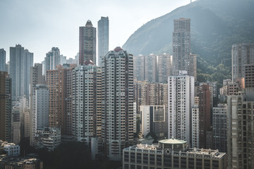 Fototapeta premium HongKong city skyline, skyscraper buildings of Hong Kong Island