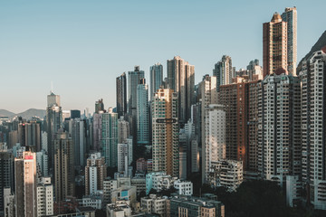 business district of Hong Kong city, modern  skyscraper buildings  and skyline of HongKong