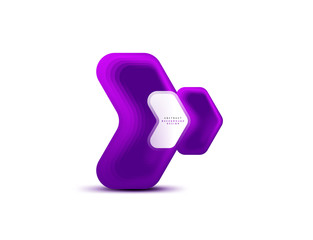 Vector arrow geometric banner created with blend color shapes effects. Trendy simple button, icon or business branding logo template, minimal style. Illustration For Wallpaper, Banner, Background