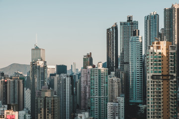 Fototapeta na wymiar HongKong city skyline, skyscraper buildings of Hong Kong 