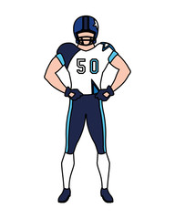 man team player american football with uniform on white background