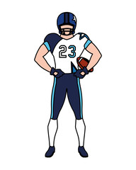 man team player american football with uniform on white background