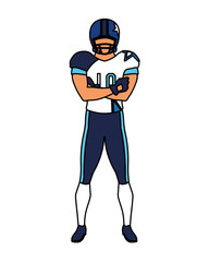 man team player american football with uniform on white background
