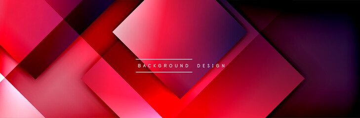 Square shapes composition geometric abstract background. 3D shadow effects and fluid gradients. Modern overlapping forms