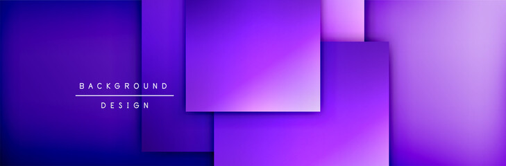 Square shapes composition geometric abstract background. 3D shadow effects and fluid gradients. Modern overlapping forms